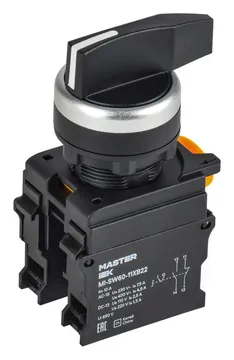 Переключатель 2 полож. 1НО+1НЗ возвратный длин. ручка MASTER IEK MI-SW60-11XB22-3-25-2-K02