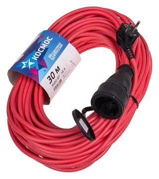 Удлинитель-шнур 1х30м 16А IP44 220В 3.5кВт ПВС 2х1.5 УХ16 Россия КОСМОС YSHKsm30m-1g(16A)S