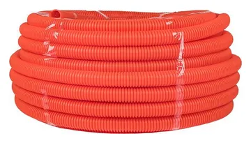 Труба гофрированная ПНД d32мм с протяжкой оранж. (уп.50м) Plast PROxima EKF tpnd-32-o
