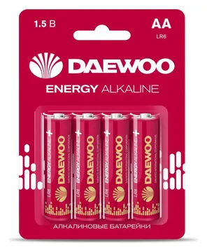 Элемент питания алкалиновый AA/LR6 1.5В Energy Alkaline 2021 BL-4 (уп.4шт) DAEWOO 5029781
