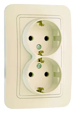Розетка 2-м СП Lillium 16А IP20 с заземл. крем./крем. Makel 70282