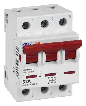 Выключатель нагрузки модульный 3п 32А OptiDin BM63PL-332-УХЛ3 (ВМ63PL) КЭАЗ 328168