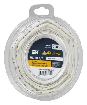 Трубка термоусадочная ТТУ нг-LS 4/2 бел. (уп.2м) IEK UDR12-004-002-002-K01-T