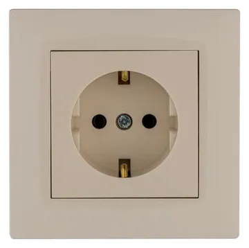 Розетка 1-м Karea RIZZ с заземл. крем Makel 88010028