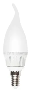 Лампа светодиодная LED-CW37-6Вт/WW/E14/FR ALM01WH пластик Uniel 08137