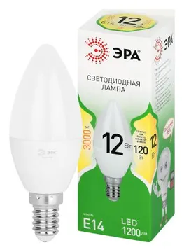 Лампа светодиодная GREEN LINE B35-12W-830-E14 GL 12Вт свеча 3000К свет тепл. E14 Эра Б0067089