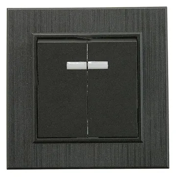 Выключатель 2-клав. с подсветкой Karea LINE STAR чер.Makel 86054023
