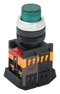 Кнопка ABLFP-22 d22мм 1НО+1НЗ 240В неон зел. GENERICA BBT20-ABLFP-K06