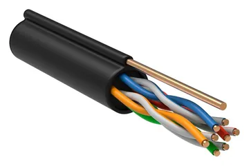 Кабель витая пара F/UTP кат.5E 4х2х24AWG solid CU LDPE Outdoor трос черн. (м) GENERICA BC3-C5E04-359-305-G