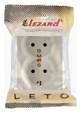 Розетка 2-м ОП LETO с заземл. закрытый корпус ПБТ крем LEZARD 752-0300-127B