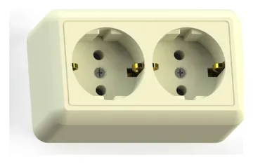 Розетка 2-м ОП Оптима РА16-374 16А IP20 с заземл. с монтаж. пластиной сл. кость Кунцево 8038
