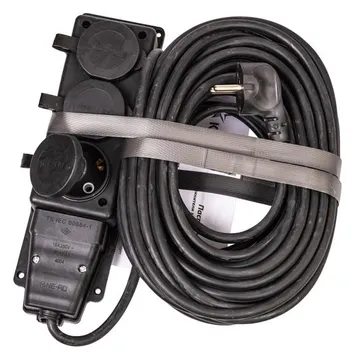 Удлинитель на каучуковой колодке 3х15м 16А IP44 250В 4кВт каучук КГ 3х2.5 черн. УХз16 Россия КОСМОС YKsm15m-3g(16A)KG-B