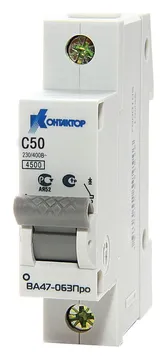 Выключатель автоматический модульный 1п C 10А 4.5кА ВА47-063 Контактор 7000105