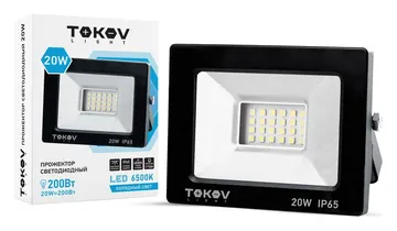 Прожектор светодиодный 20Вт 1300лм 6500К IP65 черн. (TKL) TOKOV ELECTRIC TKL-FL/LED-20-6.5K-IP65