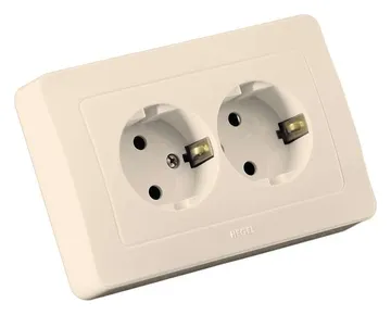 Розетка 2-м СП Мастер 16А IP20 250В с заземл. сл. кость HEGEL РС16-351-01