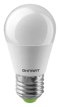 Лампа светодиодная 61 138 OLL-G45-6-230-6.5K-E27 6Вт шар 6500К холод. бел. E27 600лм 176-264В ОНЛАЙТ 61138