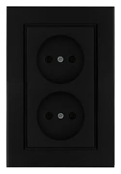 Розетка двойная без заземления Karea черн. Makel 56054017
