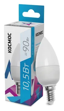 Лампа светодиодная 10.5Вт свеча 4500К бел. E14 220В КОСМОС LkecLED10.5wCNE1445