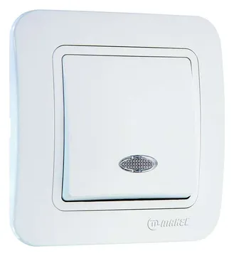 Выключатель 1-кл. СП Lillium 10А IP20 с подсветкой бел./бел. Makel 70021