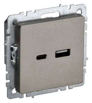 Розетка BRITE USB A+C 18Вт РЮ11-1-БрШ механизм шампань IEK BR-U22-018-K37