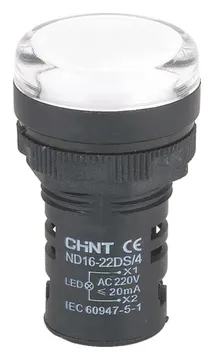 Индикатор ND16-22DS/4 бел. AC 230В (R) CHINT 593085