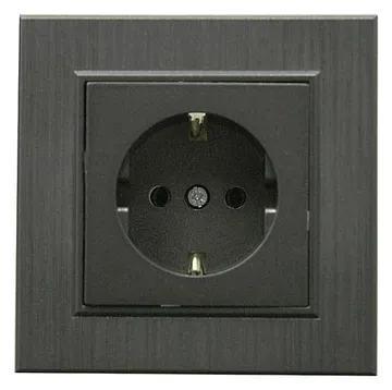 Розетка 1-м Karea LINE STAR с заземл. дым. металлик Makel 86050028