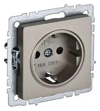 Розетка BRITE РС14-1-0-БрШ 16А с заземл. защ. шторки механизм шампань IEK BR-R14-16-K37