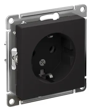 Розетка 1-м СП AtlasDesign 16А IP20 с заземл. механизм карбон SE ATN001043
