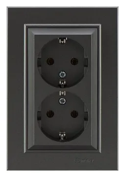 Розетка 2-м СП Karea 16А IP20 с/з дым. металлик Makel 56050082