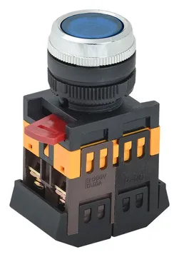 Кнопка ABLFS-22 d22мм 1НО+1НЗ 240В неон син. GENERICA BBT30-ABLFS-K07