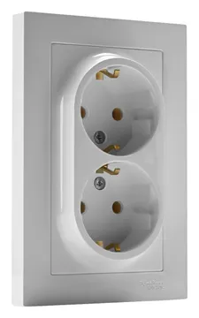 Розетка 2-м СП AtlasDesign 16А IP20 с заземл. в сборе бел. SE ATN000124