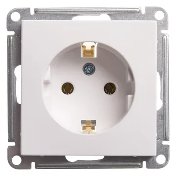 Розетка 1-м СП W59 16А IP20 с заземл. без защ. шторок механизм бел. SE RS16-154-1-86