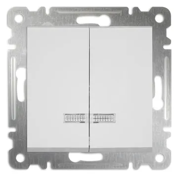 Выключатель 2-кл с подсвет. СП 10А IP20 250В механизм Karea бел. Makel 57001023