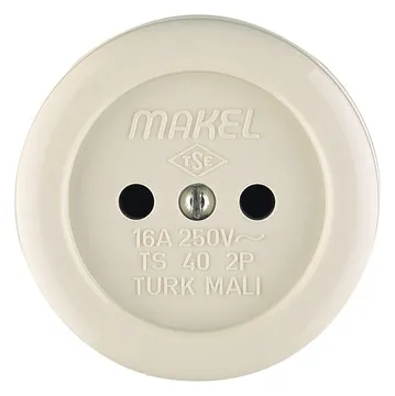 Розетка 1-м ОП 16А IP20 круглая без заземл. керамика беж. Makel 16012