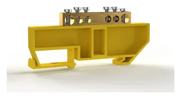 Шина PE "земля" на DIN-изоляторе 6х9мм 6 отвер. латунь TOKOV ELECTRIC TKE-BCB-69-6-DIN/PE