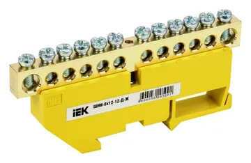 Шина PE "земля" на DIN-изол. ШНИ-8х12-12-Д-Ж IEK YNN10-812-12D-K05
