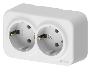 Розетка 2-м СП ARIA 16А IP20 с заземл. бел. ARVIA 25 01 1000 907