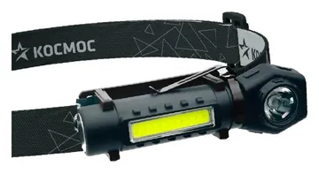 Фонарь аккумуляторный налобный 3Вт LED+3Вт COB LED с коллиматорной линзой Li-ion 18650 1200мА.ч корпус ABS-пластик USB-шнур type C магнит на корпусе зажим для крепления регулируемый эласт. ремешок КОСМОС KOC508Lit