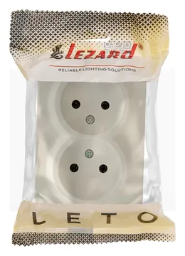 Розетка 2-м ОП LETO без заземл. закрытый корпус ПБТ крем LEZARD 752-0300-128B