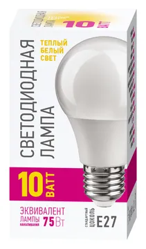 Лампа светодиодная 82 910 OLL-A55-10-230-2.7K-E27-PROMO 10Вт грушевидная 2700К E27 220-240В ОНЛАЙТ 82910