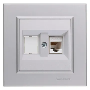 Розетка компьютерная+гнездо СП Karea 16А IP20 CAT 5 сереб. Makel 56065035