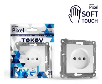 Розетка 1-м СП Pixel 16А IP20 без заземл. защ. шторки механизм айс TOKOV ELECTRIC TKE-PX-R1SF-C34