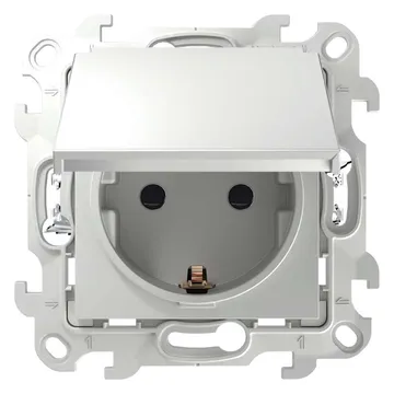 Розетка 1-м СП Simon 24 16А IP44 2P+E Push&Go механизм бел. Simon 2420448-030