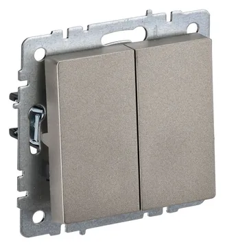 Выключатель 2-кл. СП BRITE ВС10-2-0-БрШ 10А механизм шампань IEK BR-V20-0-10-K37