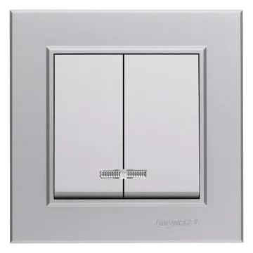 Выключатель 2-кл. СП Karea 10А IP20 сереб. с подсветкой Makel 56065023