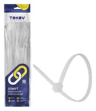 Хомут кабельный нейлоновый бел. 4.8х200 (уп.100шт) TOKOV ELECTRIC TKE-HNS-4.8-200-W/100