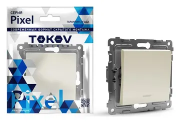 Выключатель 1-кл. СП Pixel 10А IP20 с индикатором механизм беж. TOKOV ELECTRIC TKE-PX-V1I-C02