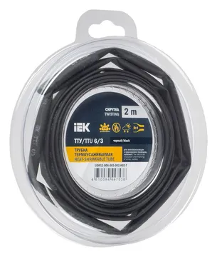 Трубка термоусадочная ТТУ нг-LS 6/3 черн. (уп.2м) IEK UDR12-006-003-002-K02-T