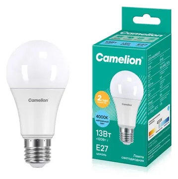 Лампа светодиодная LED13-A60/845/E27 13Вт грушевидная матовая 4500К бел. E27 1085лм 220В Camelion 12046