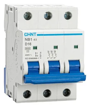 Выключатель автоматический модульный 3п D 16А 6кА NB1-63 (R) CHINT 179714